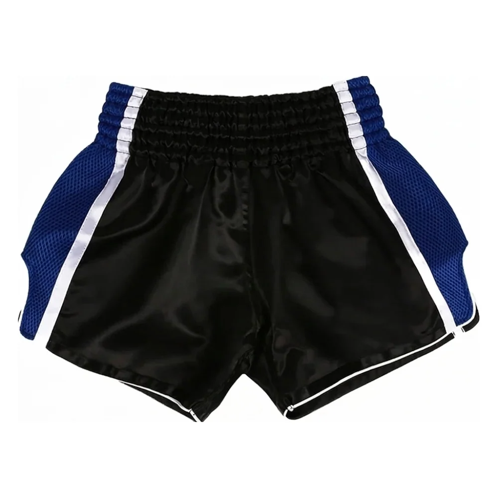 Muay Thai Shorts Schwarz Blau Mesh